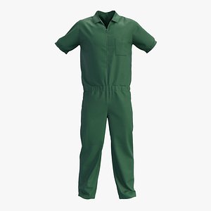 3D Prison Overalls Short Sleeved Green model