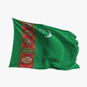 Realistic Animated Flag - Microtexture Rigged - Put your own texture - Def Turkmenistan 3D model