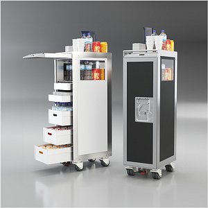 3D Bordbar Airline Trolley