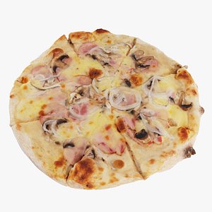 3D Pizza with mushrooms and sturgeon