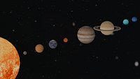 Stylized 3D Solar System Scene