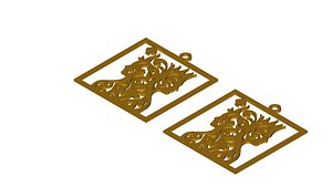 Stylized King Queen Spade Royal Couple Pendant