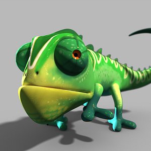 3D Cartoon chameleon lizard