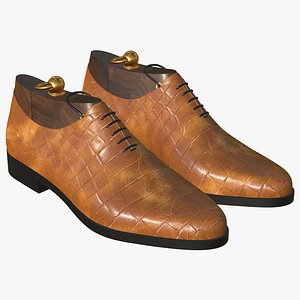 Crocodile Leather Lace Up Shoes Yellow