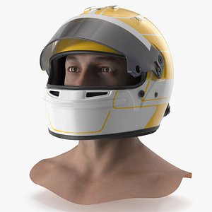 F1 Racing Helmet On Man Head