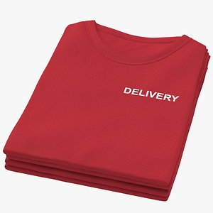 Female Crew Neck Folded Stacked Red Deliery 01 3D model