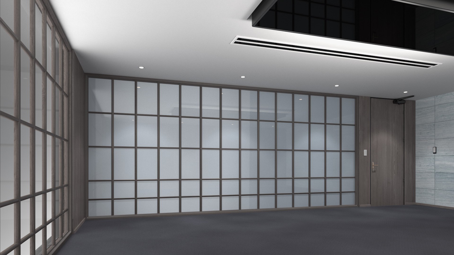 Spacious Meeting Room Empty 3D model preview