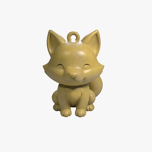 Cute Fox Keychain Charm 3D Printable STL Model