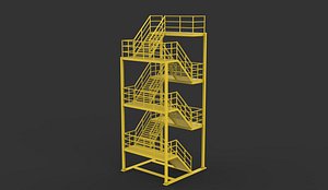 3D Yellow Industrial Stair 3D model