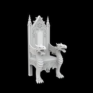 3D Gothic Dragon Throne 3D Print Model Fantasy Decor