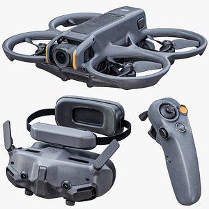 Rigged DJI Avata 2 FPV Drone With Accessories Package PBR
