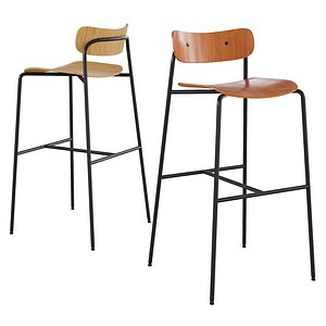 3D Natural Counter Height Bar Stool Solid Wood Counter Stool with Footrest Metal