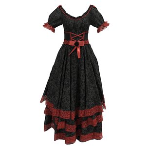 Medieval Layered Lace Gown 3D Model model