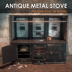Antique kitchen stove PBR Low-poly