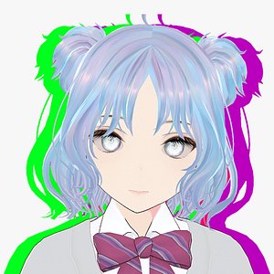 3D model Anime Girl Hana in School Dress