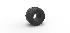 3D model Diecast Monster Jam tire 21 Scale 1 to 25