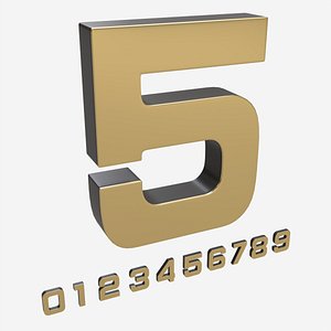 Numbers gold metal plastic 3D