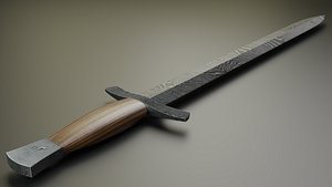 low-poly hunting sword 3D