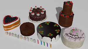 cakes birthday candles 3D model