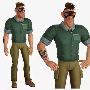 Cartoon Rigged Man-Luky Character 3D Model