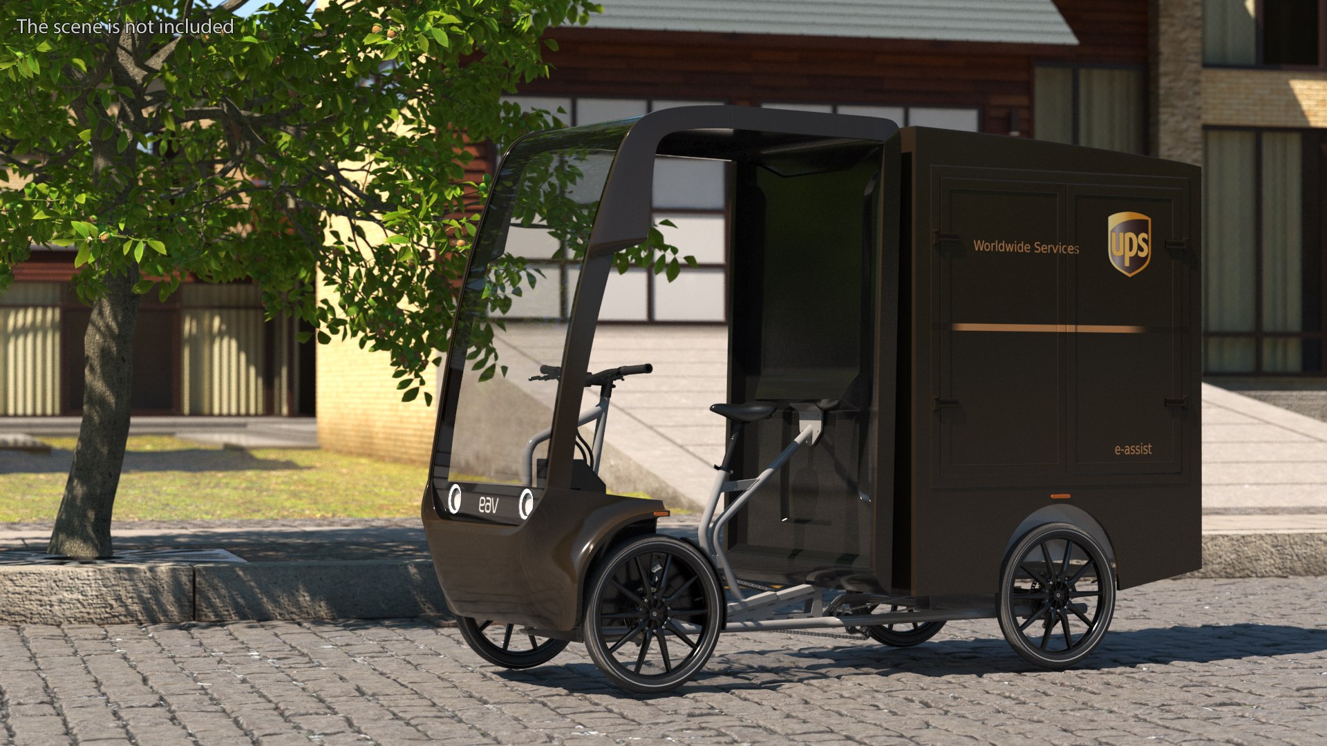 Delivery Bike EAV UPS Rigged for Cinema 4D 3D model preview