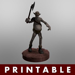 obj printable warrior goblin medieval axe