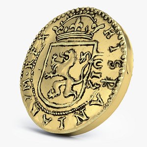 3D old spanish coin