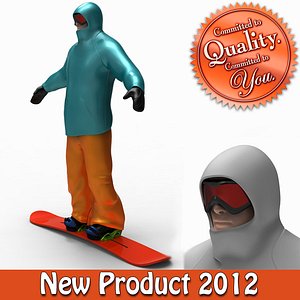 3d snow boarder boots board model