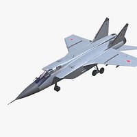 MIG-31 Foxhound Jet Fighter Aircraft Low-poly