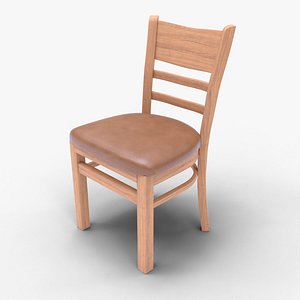 Wooden Chair with Leather Seat Realistic 3D Model 3D model