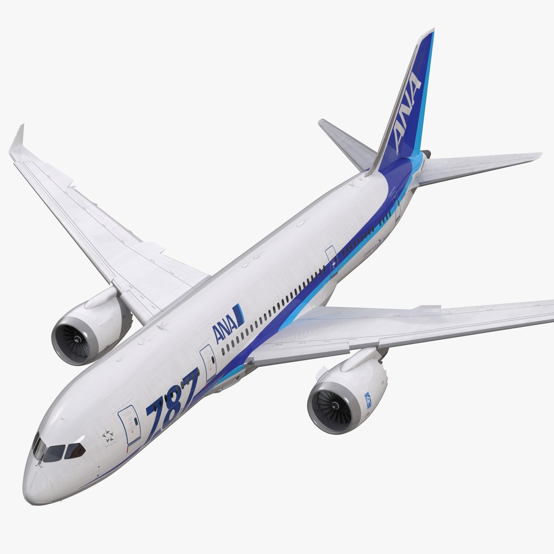 Boeing 787-3 All Nippon Airways Rigged 3D Model 3D model preview