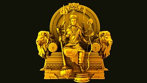 3D god durga statue sculpture hi poly model