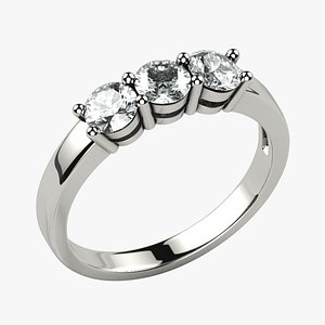 Three 4mm Diamonds Gold Ring model