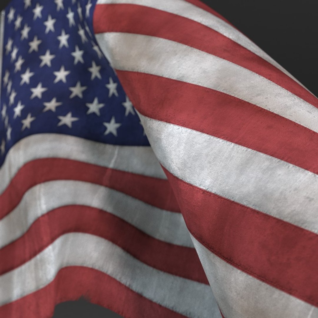 3d American Flag Model