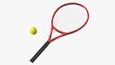 Red Tennis Racket with Tennis Ball