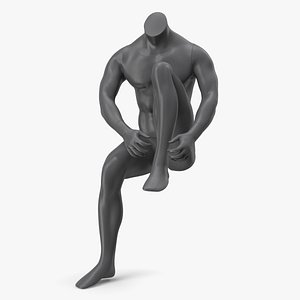 Sitting Sports Mannequin Male Black