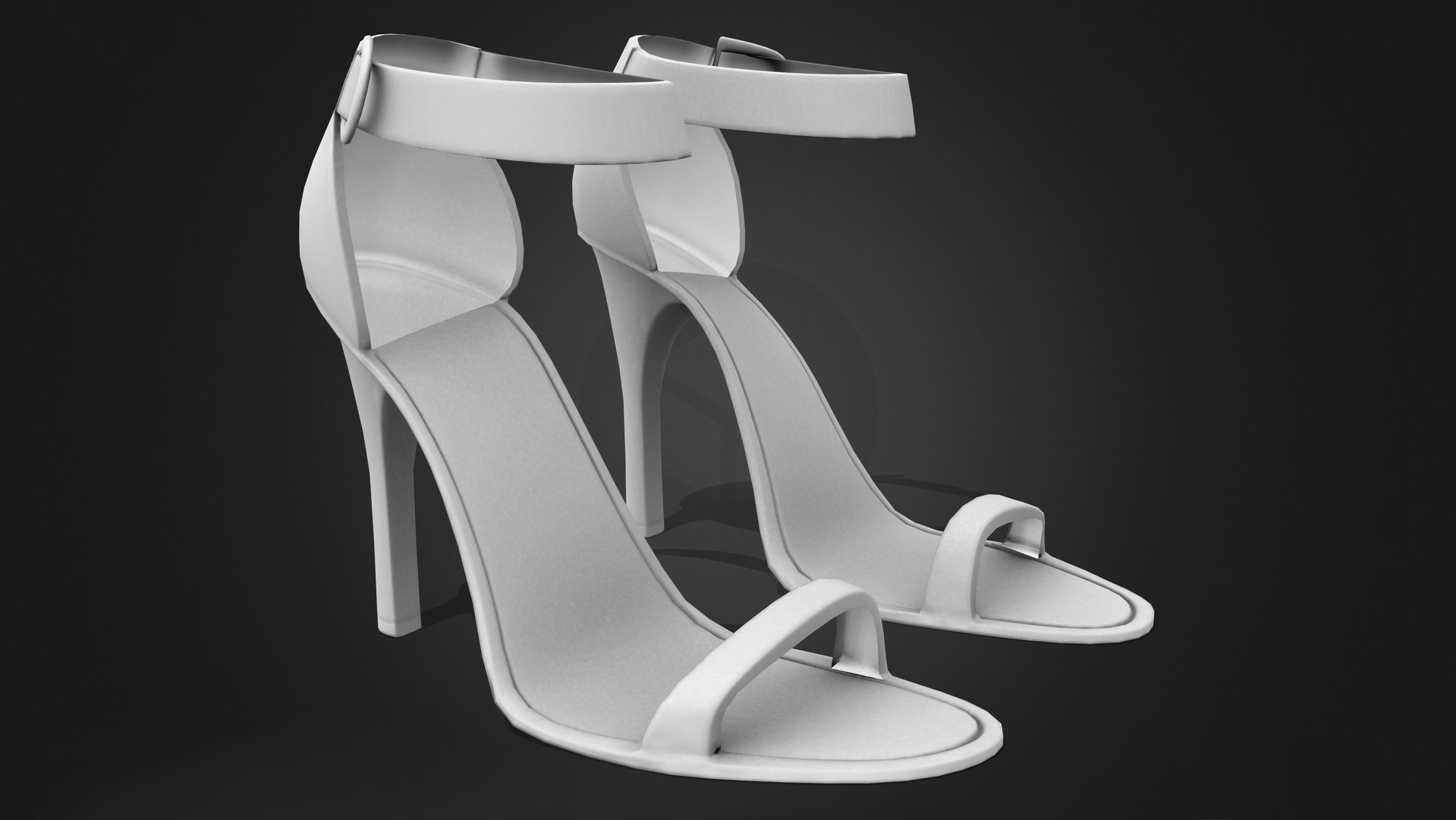 White Straps High Heel Shoes 3D - TurboSquid 1978394