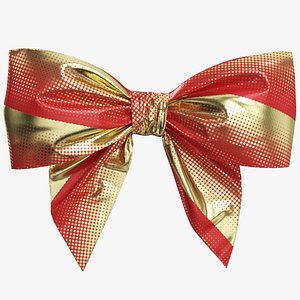 3D red gold bow 05