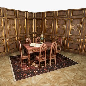 3D Gothic dining set 3D model