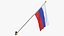 3D model Russia Cloth Flag Wall Mount Animated