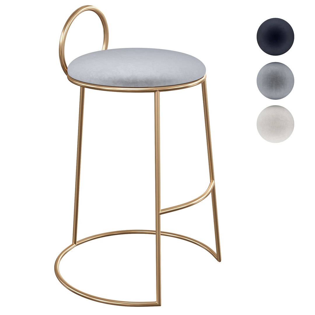 3D Modern Velvet Gold Kitchen Bar Stool Counter Height Bar Stools Counter Stool TurboSquid 1831244