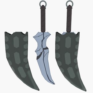 3D Low poly dagger with scabbard model