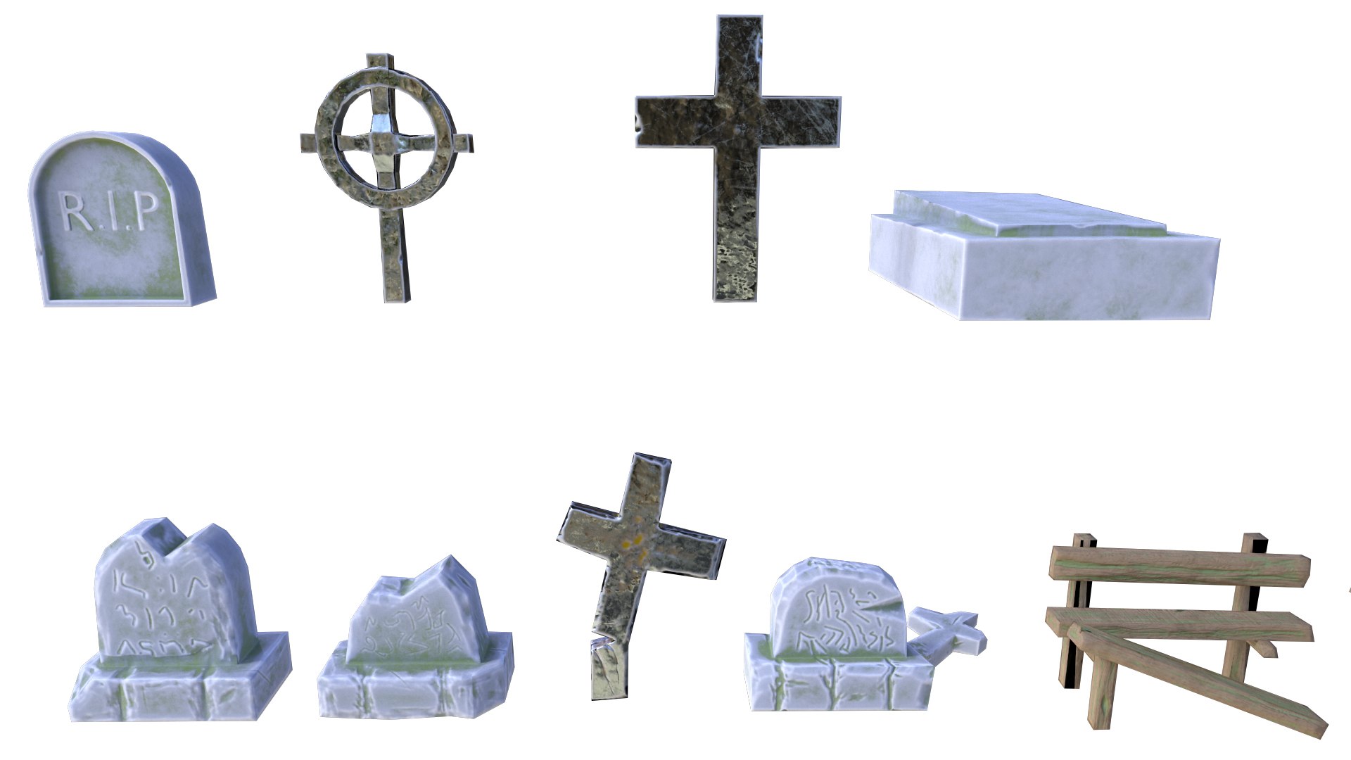 3D Modular Low Poly Cemetery - TurboSquid 1964066