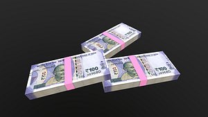 Indian 100 Note Currency Bundle AR VR PBR model