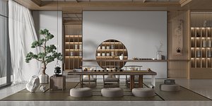 3D Chinese tea room interior design