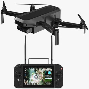 Detailed Drone With Controller Black
