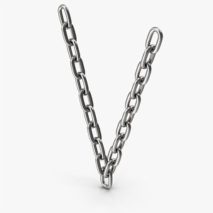 3D Silver Chain Letter V model