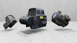 Scopes PackagHolographic Reflex Sight Low Poly Game Scope FBX and Blende model
