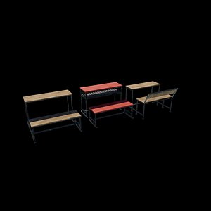 School Benches 3D model 3D