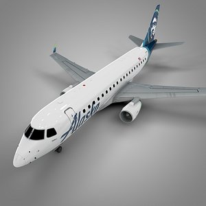 3D model alaska airlines embraer170 l503